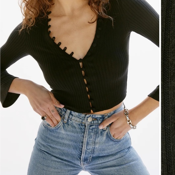 Reformation Kalina Knit Top Black - Size XS - Picture 4 of 4